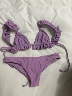 Ruffled Lavender Triangle Bikini Set